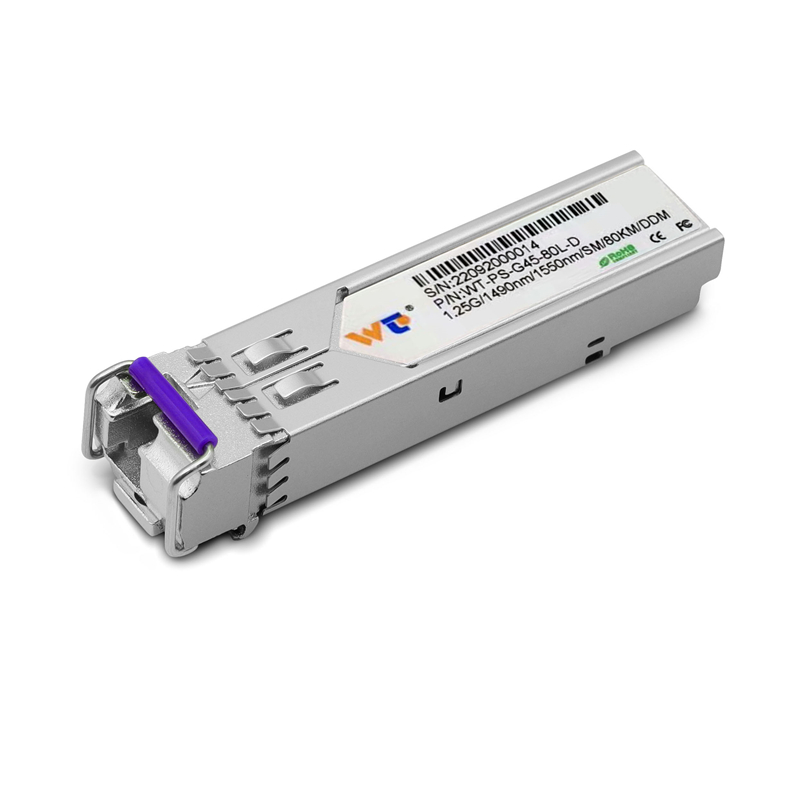 WT SFP Transceiver Module,WT-PS-G45-80L-D,1.25G SFP BU Transceivers,Tx1490nm & Rx1550nm, SMF ,80km,Commercial grade