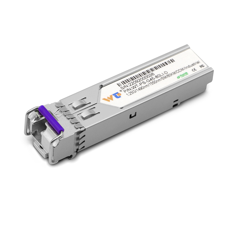 WT SFP Transceiver Module,WT-PS-G45-80LI-D, 1.25G SFP BU Transceivers,Tx1490nm & Rx1550nm, SMF ,80km,Industrial grade