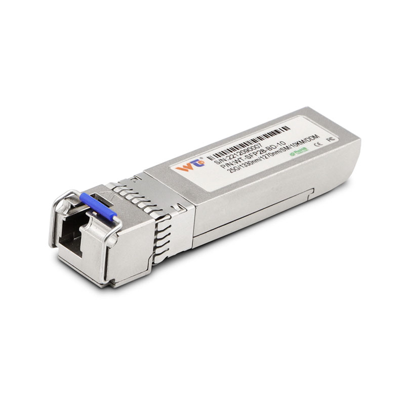 WT SFP Transceiver Module,WT-SFP28-BD-10,25G SFP28 BD Transceivers,Tx1330nm & Rx1270nm, up to 10 km,SMF,Commercial grade
