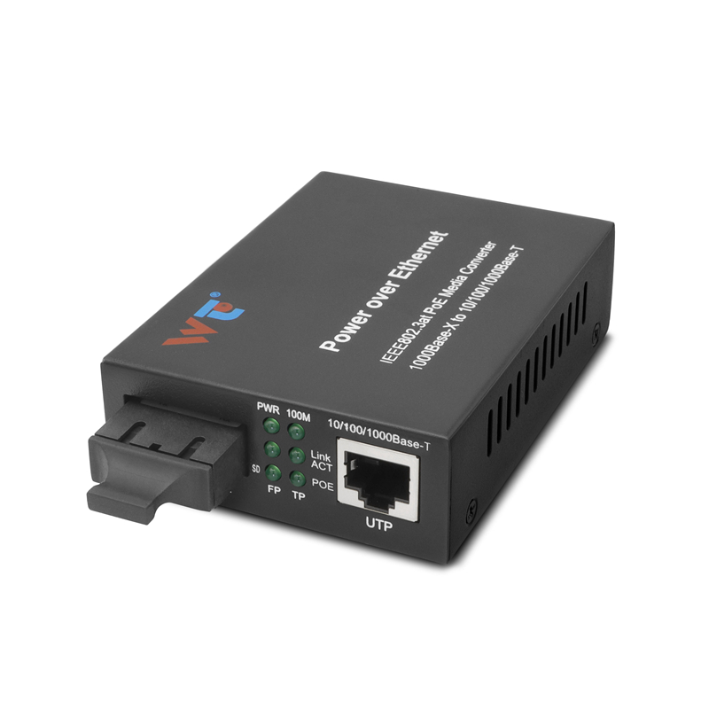 WT Fiber Ethernet Media Converter,WT-P8110GSA-20，1000M POE Media Converter，bulit in Dual SC Fiber