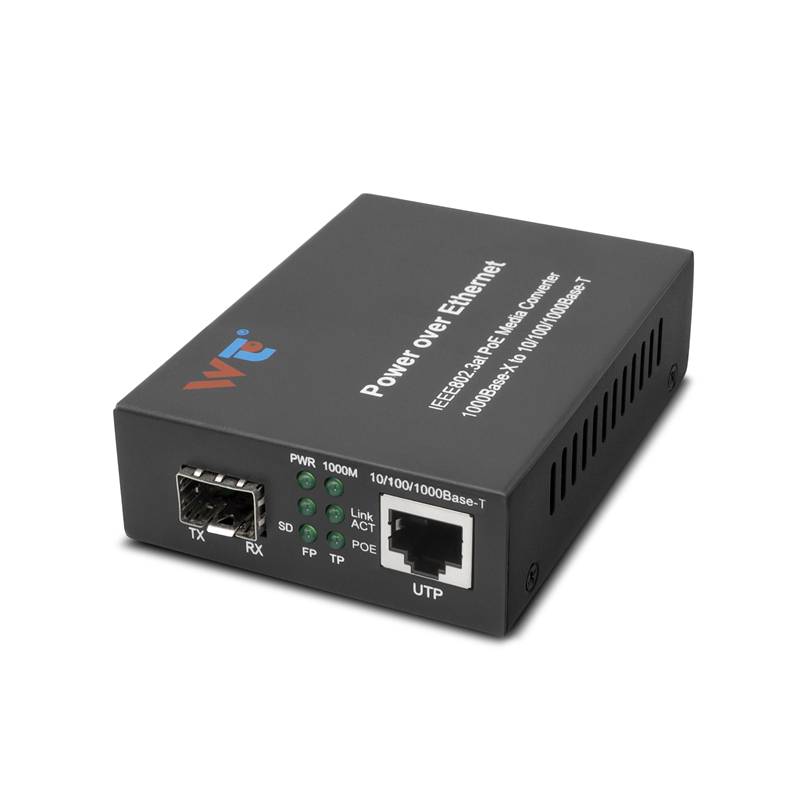 WT Fiber Ethernet Media Converter,WT-P8100G,POE Media Converter,1x10/100/1000BASE-T RJ45,1x1000BASE-X SFP