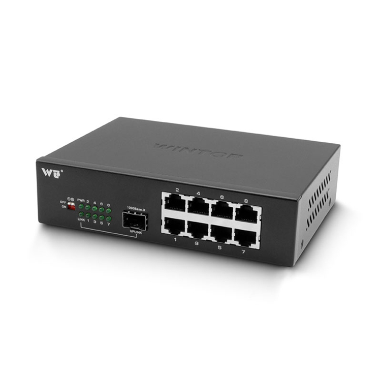 WT Fiber Ethernet Media Converter,WT-DS209-1GF8GT,SFP Media Converter,8x10/100/1000BASE-T RJ45,1x1000BASE-X SFP